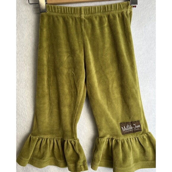 Matilda Jane size 2 Character Counts Green Velour‎ Pear Big Ruffles  EUC - Picture 1 of 11